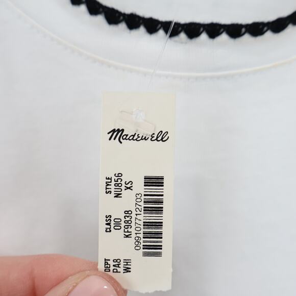 Madewell Side-Cinch Muscle Tee White Black Size XS NWT - Picture 7 of 10